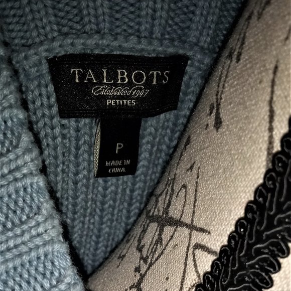 NEW Talbots Scoop Neck 3/4 Sleeve Sweater ICE Blue Petite - Picture 5 of 7